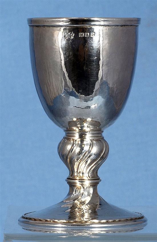 A George V Arts & Crafts silver goblet, by Omar Ramsden, Height 120 Weight 3.3oz/103grms